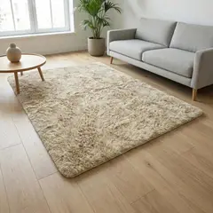 GENERICO - Alfombra Antideslizante Pelo Largo Color Crema Jaspeado