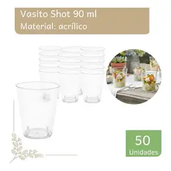 GENERICO - Set de 50 Mini Vasos Acrílicos 90 ml para Shots o Postres