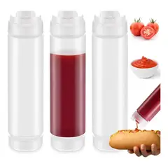 GENERICO - Pack 3 dispensadores plásticos para salsa 470ml