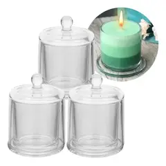 GENERICO - Set 3 Frascos de Vidrio para Velas con Tapa 390 ml