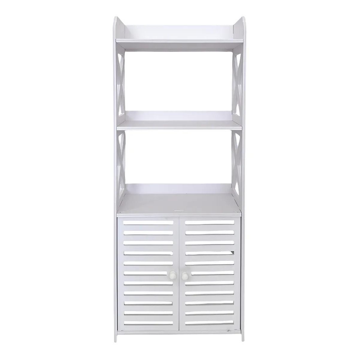 GENERICO - Estante de baño multiuso con puertas y 4 niveles