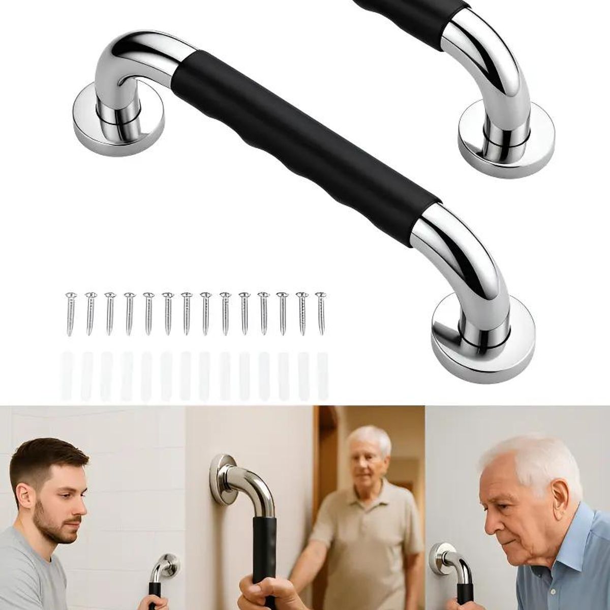 GENERICO - Pack 2 Barras de Seguridad para Baño con Pasamanos