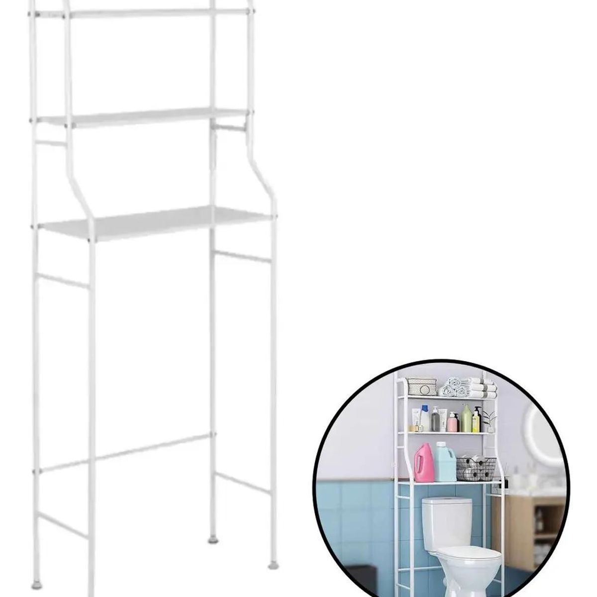 GENERICO - Organizador de baño metálico blanco con 3 estantes