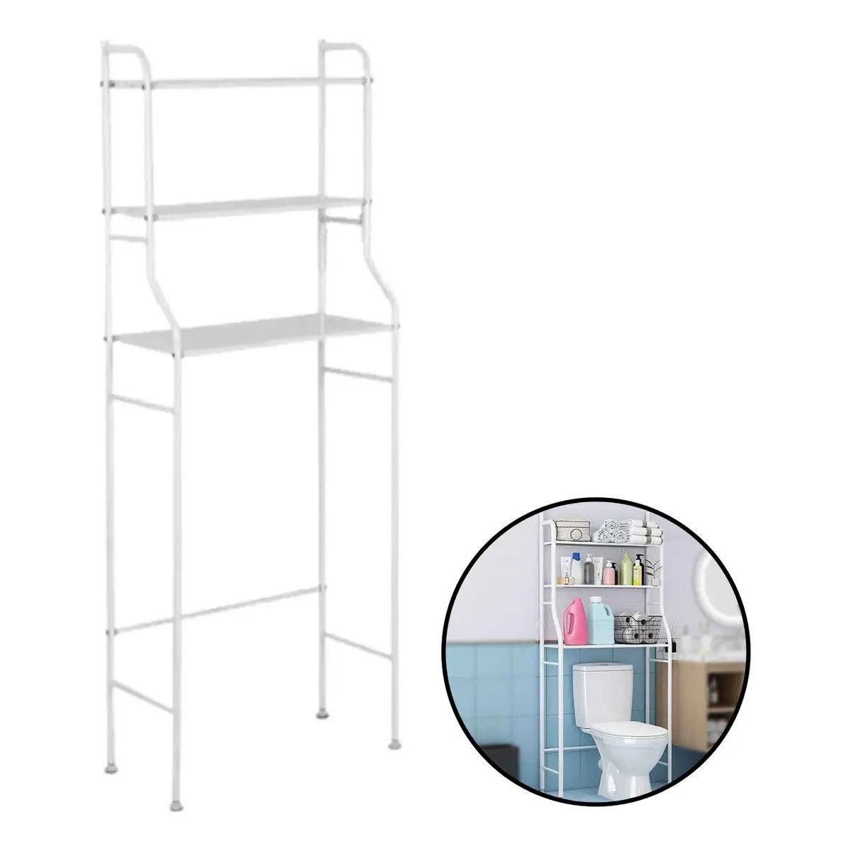 GENERICO - Organizador de baño metálico blanco con 3 estantes