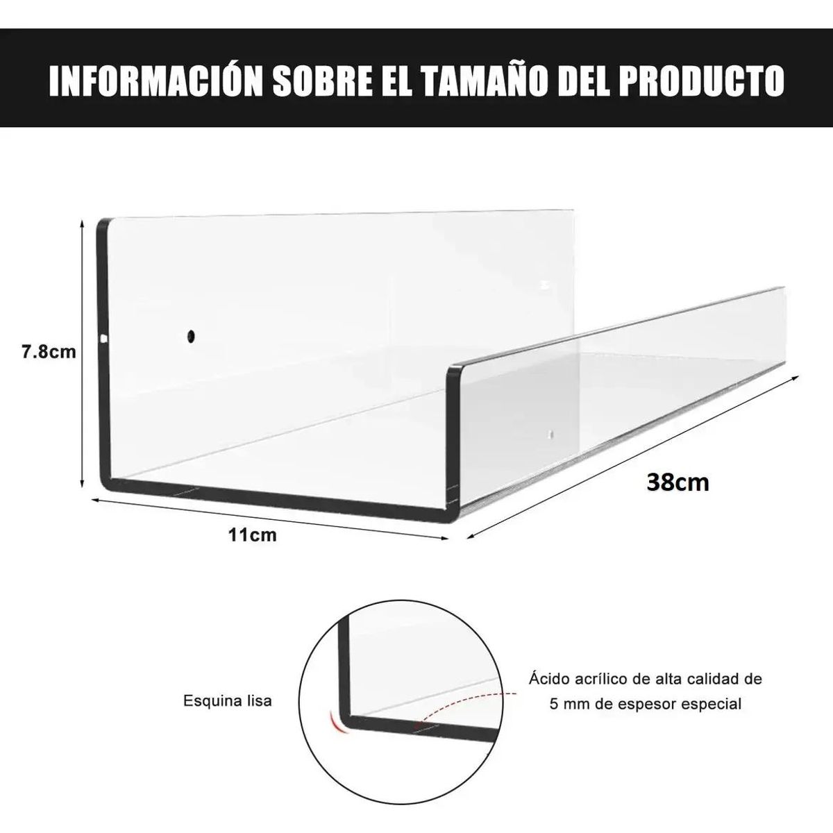 GENERICO - Set de 4 Repisas Flotantes de Acrílico Transparente