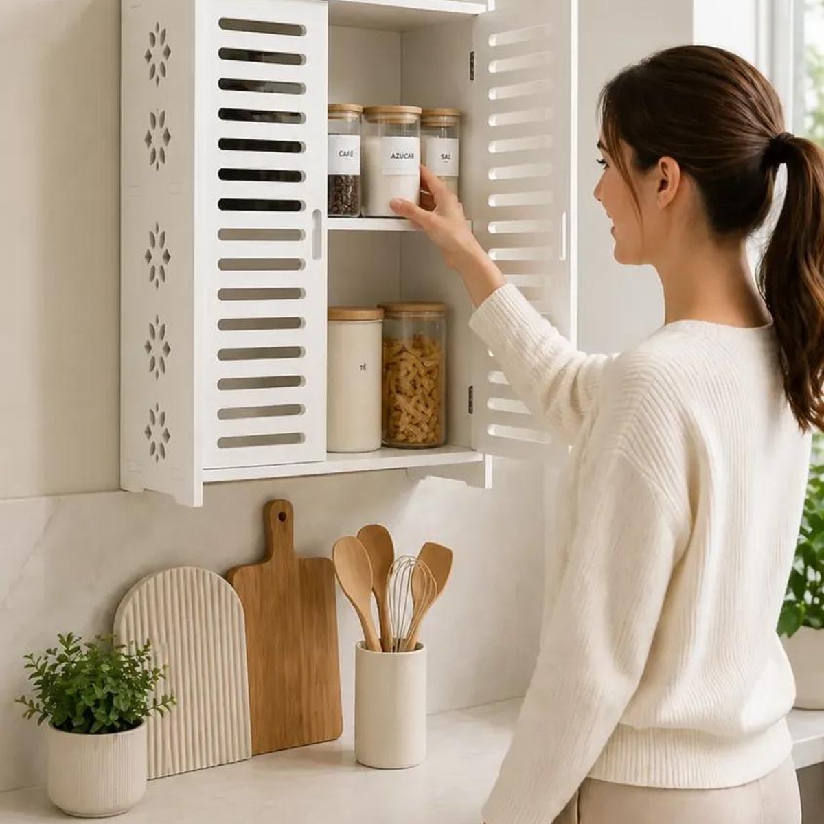 GENERICO - Organizador Estante Colgante para Baño Blanco