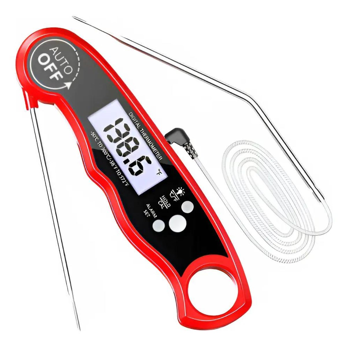 GENERICO - Termómetro Digital para Carne con Doble Sonda y Alarma