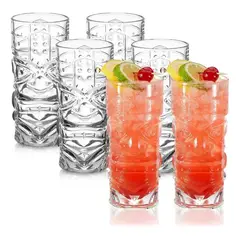 GENERICO - Set de 6 vasos Tiki 420 ml para bar temático