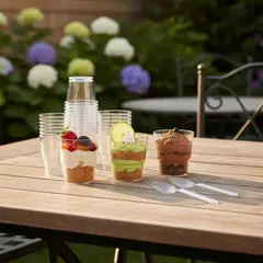 GENERICO - Set 100 Vasos y Cucharas Acrílico 60ml para Postres