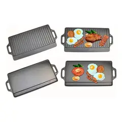 GENERICO - Plancha Churrasquera Reversible de Fierro Fundido 50x23cm