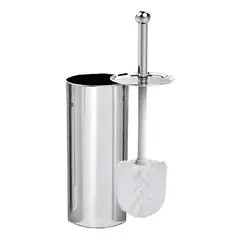 GENERICO - Escobilla para WC con soporte de acero inoxidable