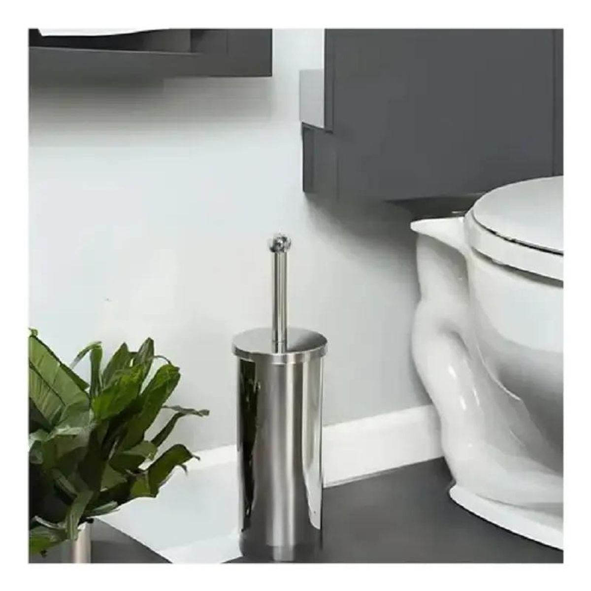 GENERICO - Escobilla para WC con soporte de acero inoxidable