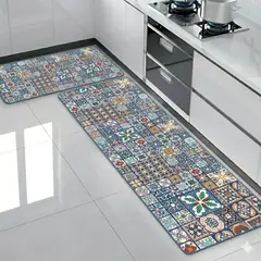 GENERICO - Alfombras de cocina antideslizantes engomadas 2 piezas