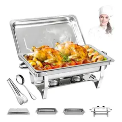GENERICO - Chafer buffet plegable acero inoxidable 11L con bandeja