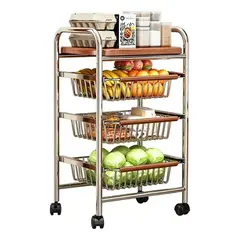 GENERICO - Carrito Organizador de Cocina 4 Niveles con Ruedas