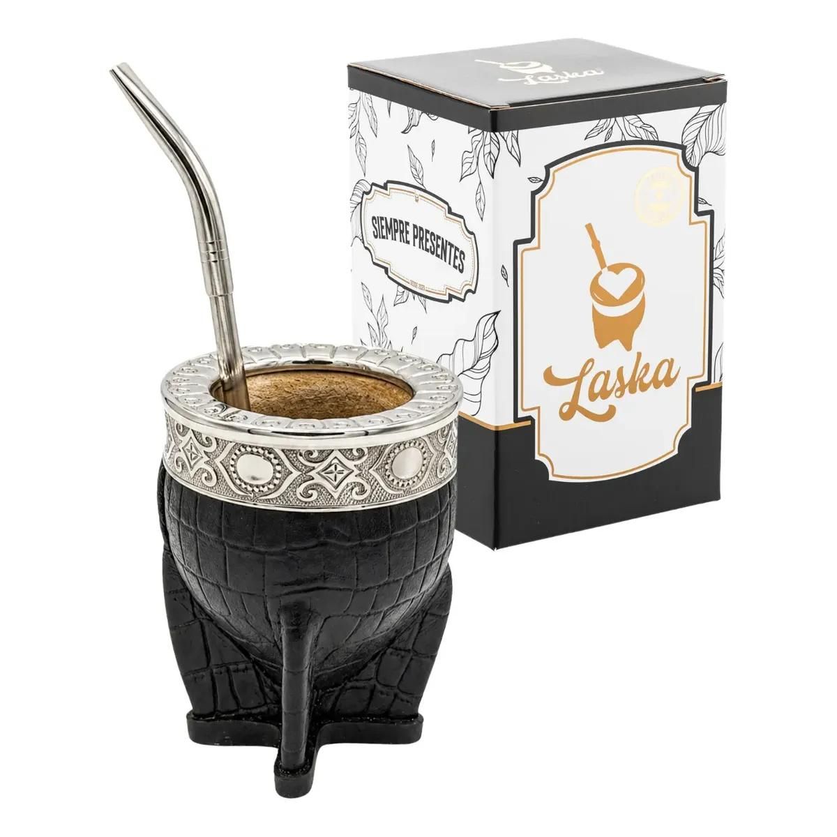 GENERICO - Mate de calabaza premium con cuero croco y virola de alpá