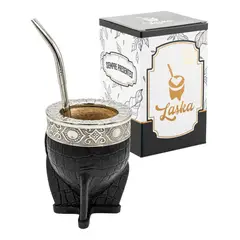 GENERICO - Mate de calabaza premium con cuero croco y virola de alpá