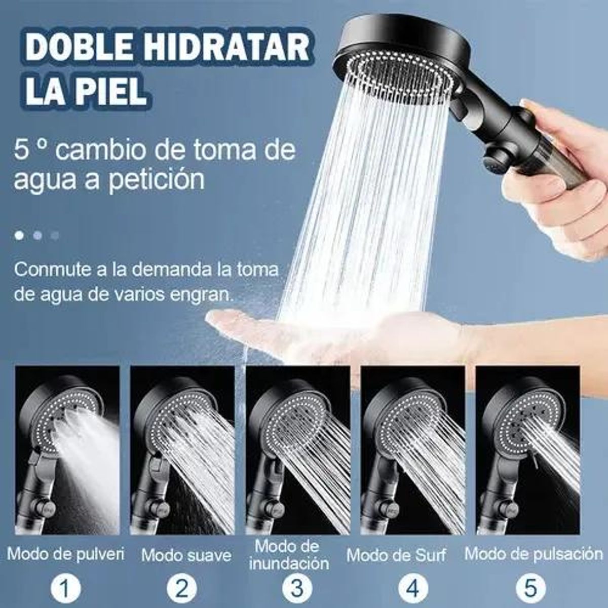 GENERICO - Kit de ducha con teléfono, manguera, soporte y 5 filtros