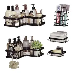 GENERICO - Set 2 Repisas Adhesivas para Ducha en Negro