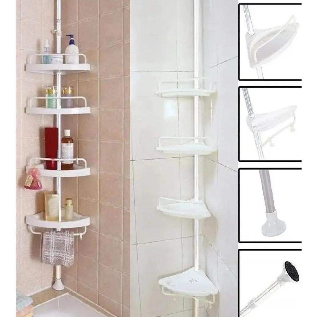 GENERICO - Esquinero de ducha con altura regulable para baño