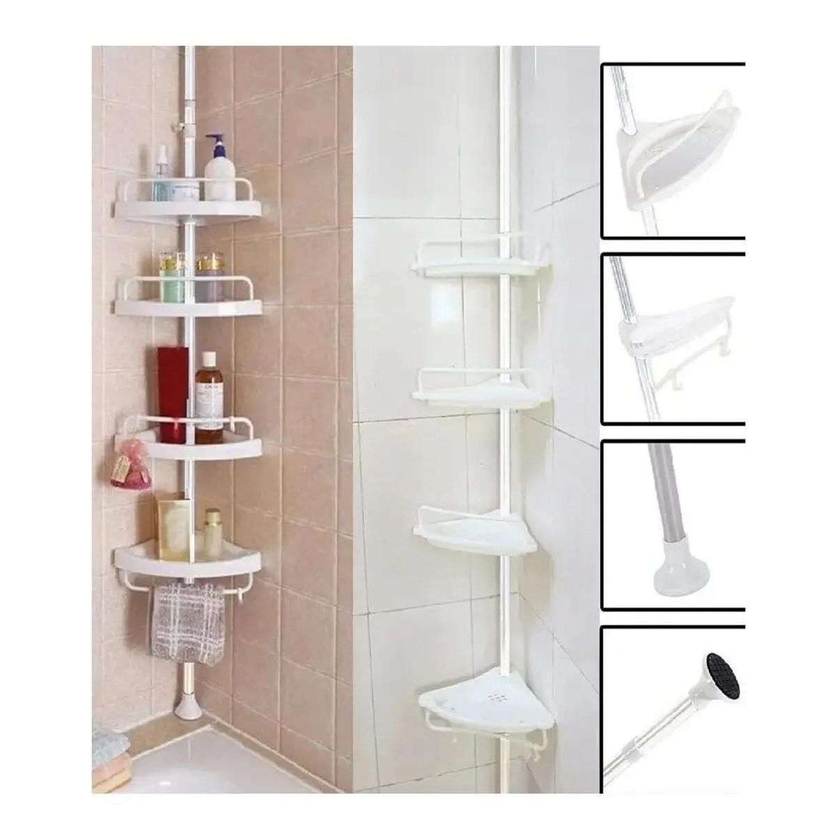 GENERICO - Esquinero de ducha con altura regulable para baño