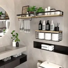 GENERICO - Repisas Flotantes de Madera Multipropósito para Baño