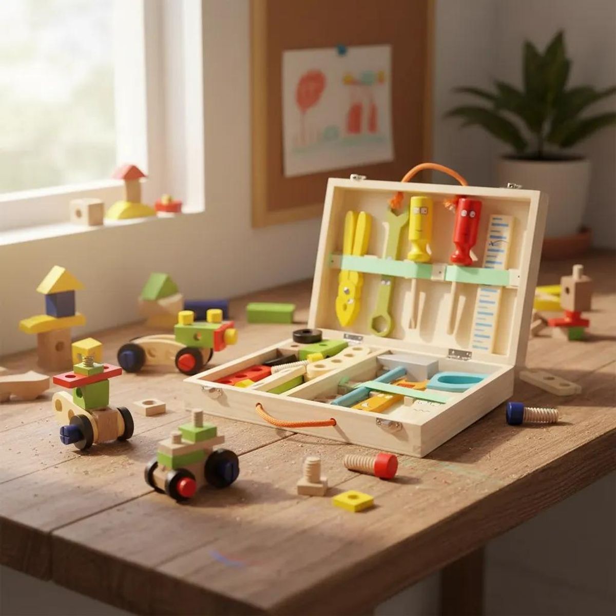 GENERICO - Caja de Herramientas de Madera para Niños Montessori