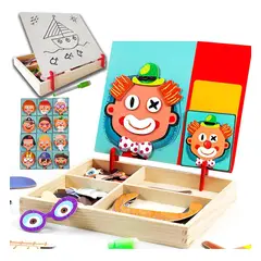 GENERICO - Rompecabezas de Figuras en Madera con Pizarra