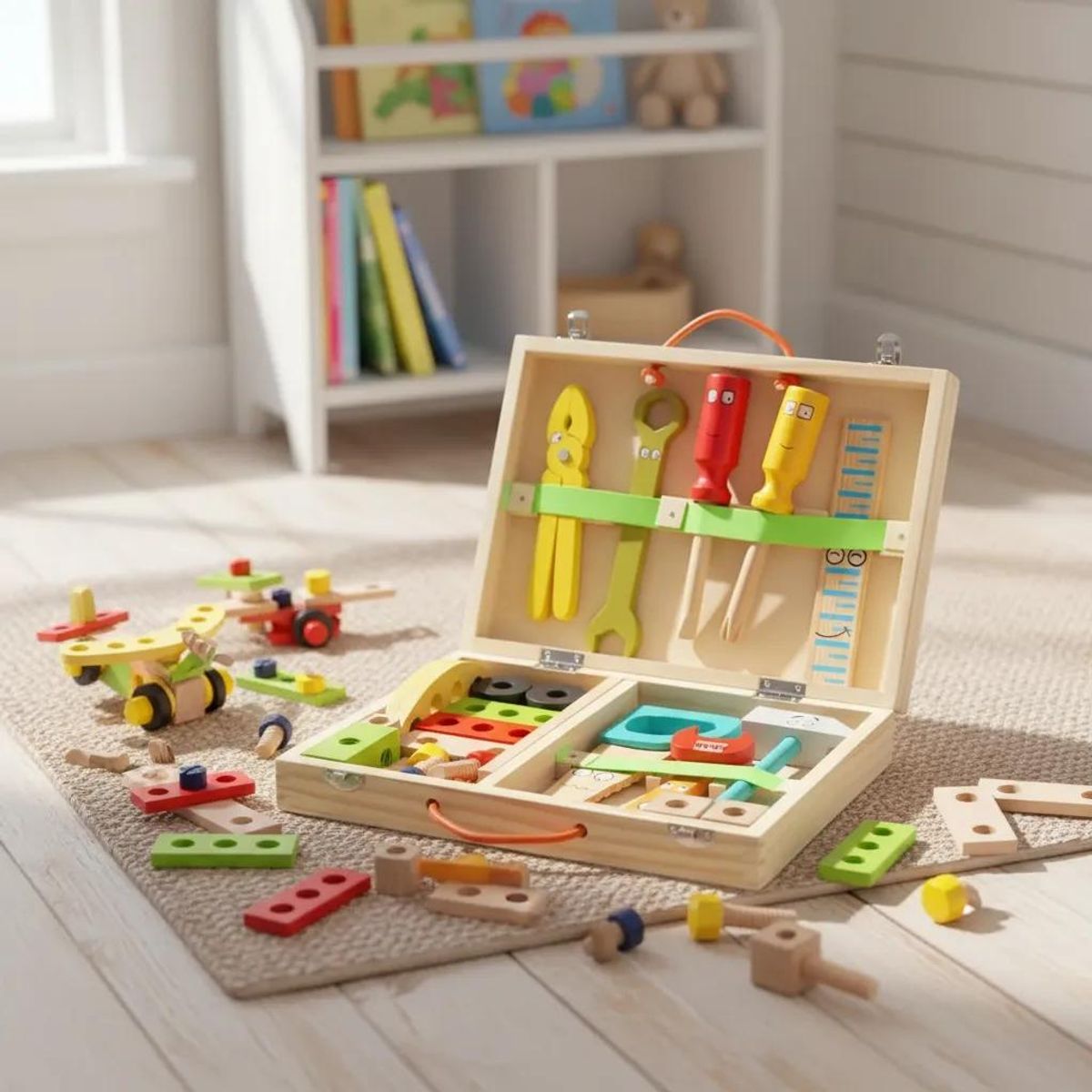 GENERICO - Caja de Herramientas de Madera Estilo Montessori para Niñ