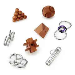GENERICO - Set de 8 Puzzles de Madera y Metal