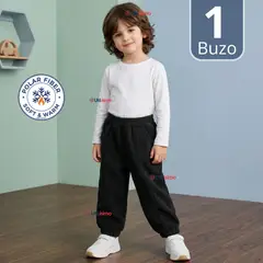 JUMP KIDS - Pantalón Buzo Forrado Polar Negro Bebé Niño