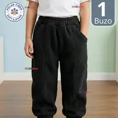 JUMP KIDS - Pantalón Buzo Forrado Polar Negro Bebé Niño