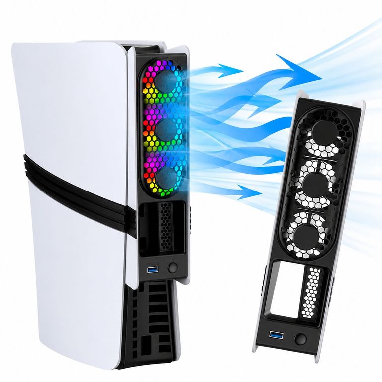 ACTUAL Ventilador Refrigerador RGB Compatible PS5 Slim PS5 Pro 3 Ventiladores USB 3.0 Control Temperatura