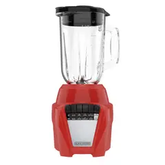 BLACK+DECKER - LICUADORA ICE CRUSH DE ACERO INOXIDABLE CON JARRO DE VIDRIO 1.25 LTS ROJA BLACK DECKER