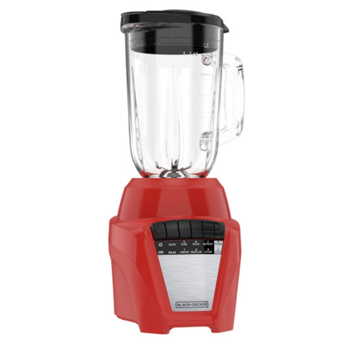 BLACK+DECKER - LICUADORA ICE CRUSH DE ACERO INOXIDABLE CON JARRO DE VIDRIO 1.25 LTS ROJA BLACK DECKER
