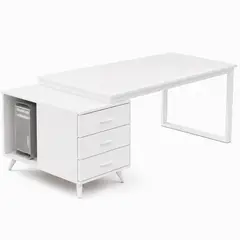 SPACE HOME - Escritorio Atlas Blanco 140 Cm Con Cajones Para Home Office