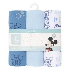 BAMBINO - Pack 3 Tutos Suavecitos Pañales Tela Disney Mickey Celeste