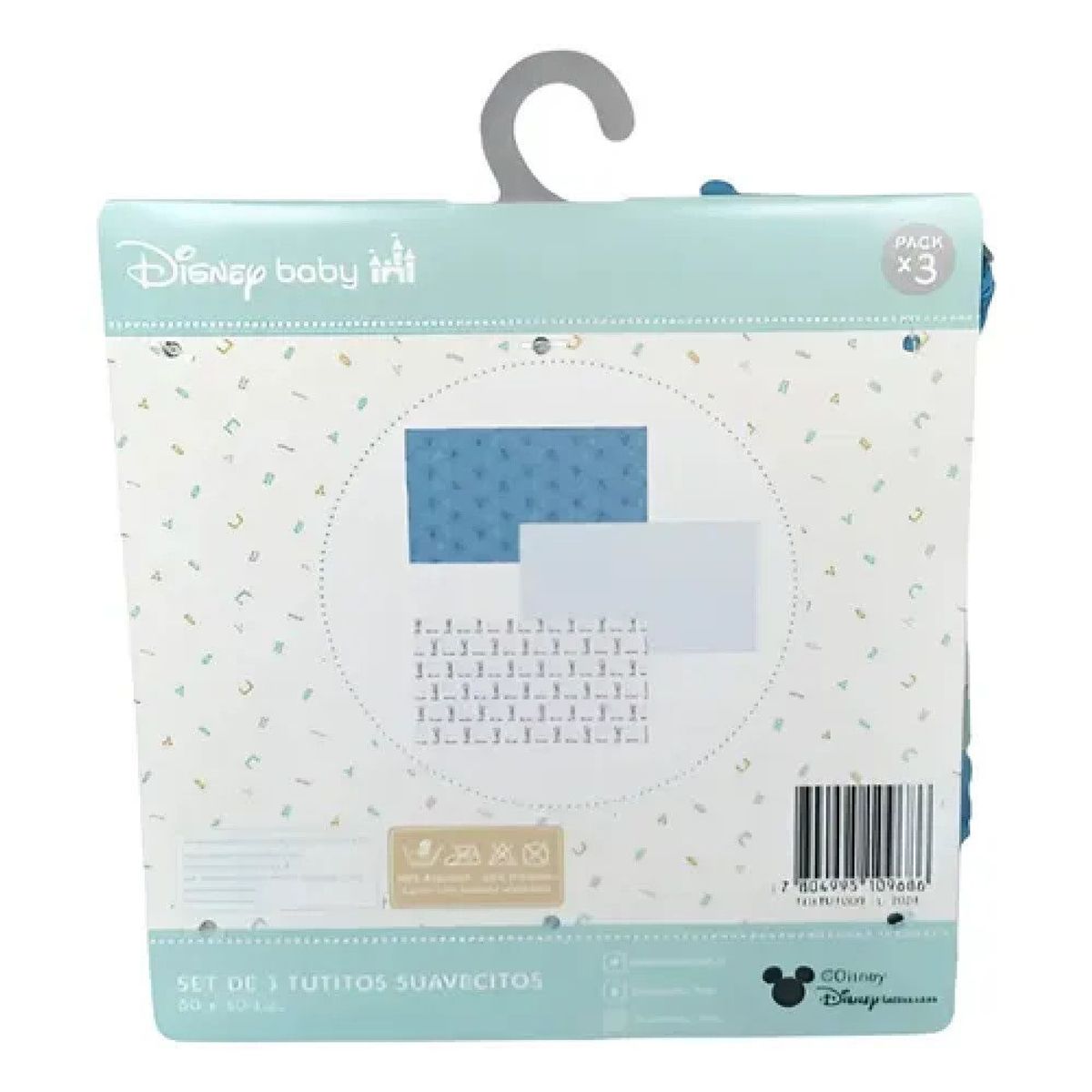 BAMBINO - Pack 3 Tutos Suavecitos Pañales Tela Bambino Disney Mickey Celeste