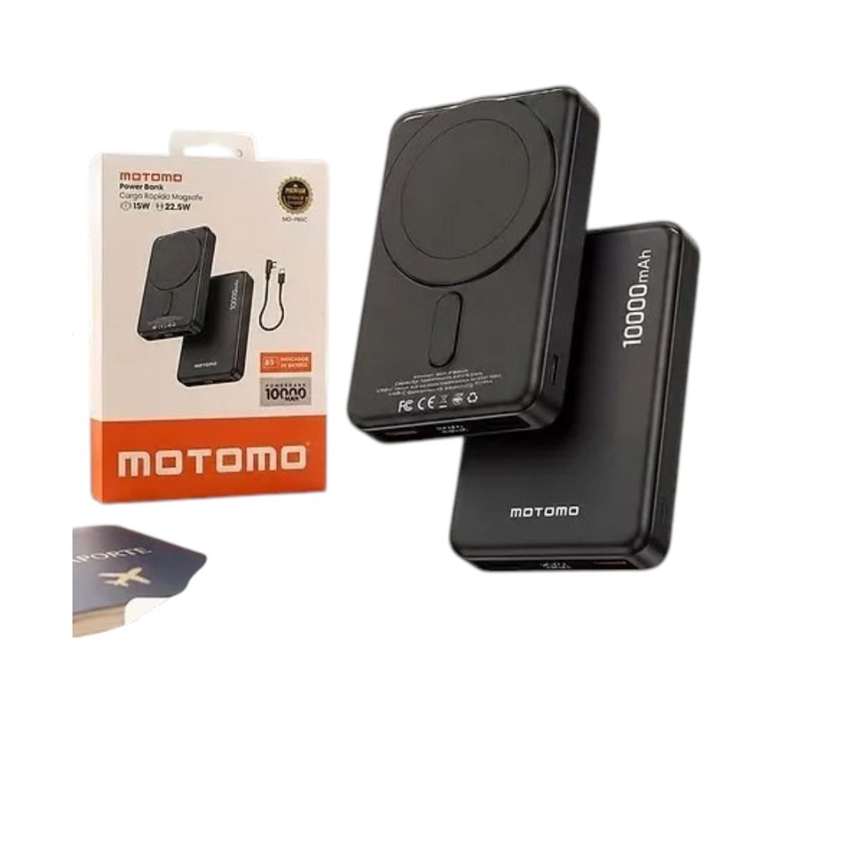 MOTOMO - Powerbank Magnetica Compatible Con Iphone De 10000mah Negro inalambrico