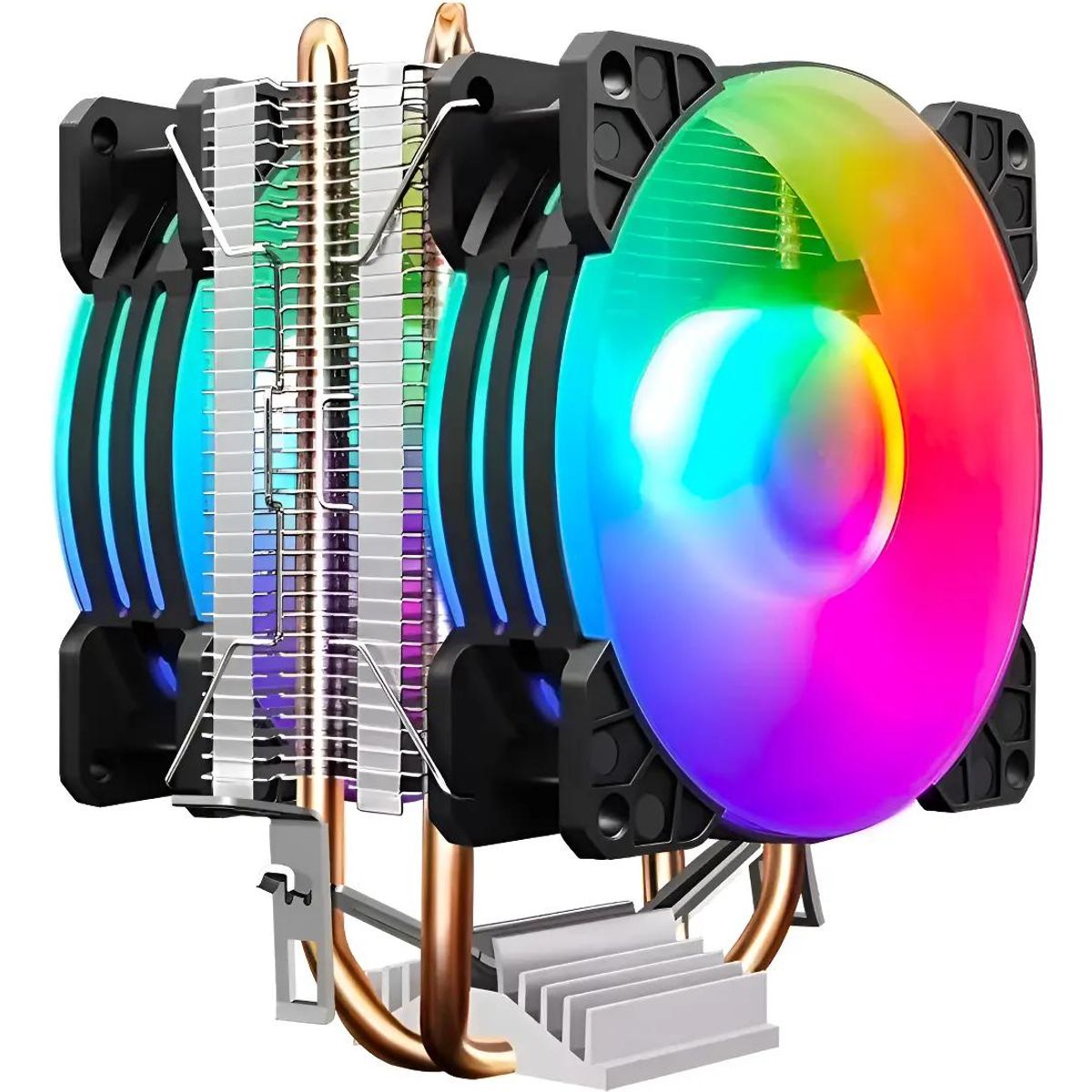 GENERICO - Disipador Doble Ventilador RGB para Intel y AMD