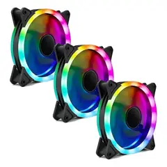 GENERICO - Kit 3 Ventiladores RGB LED 120mm 1200rpm