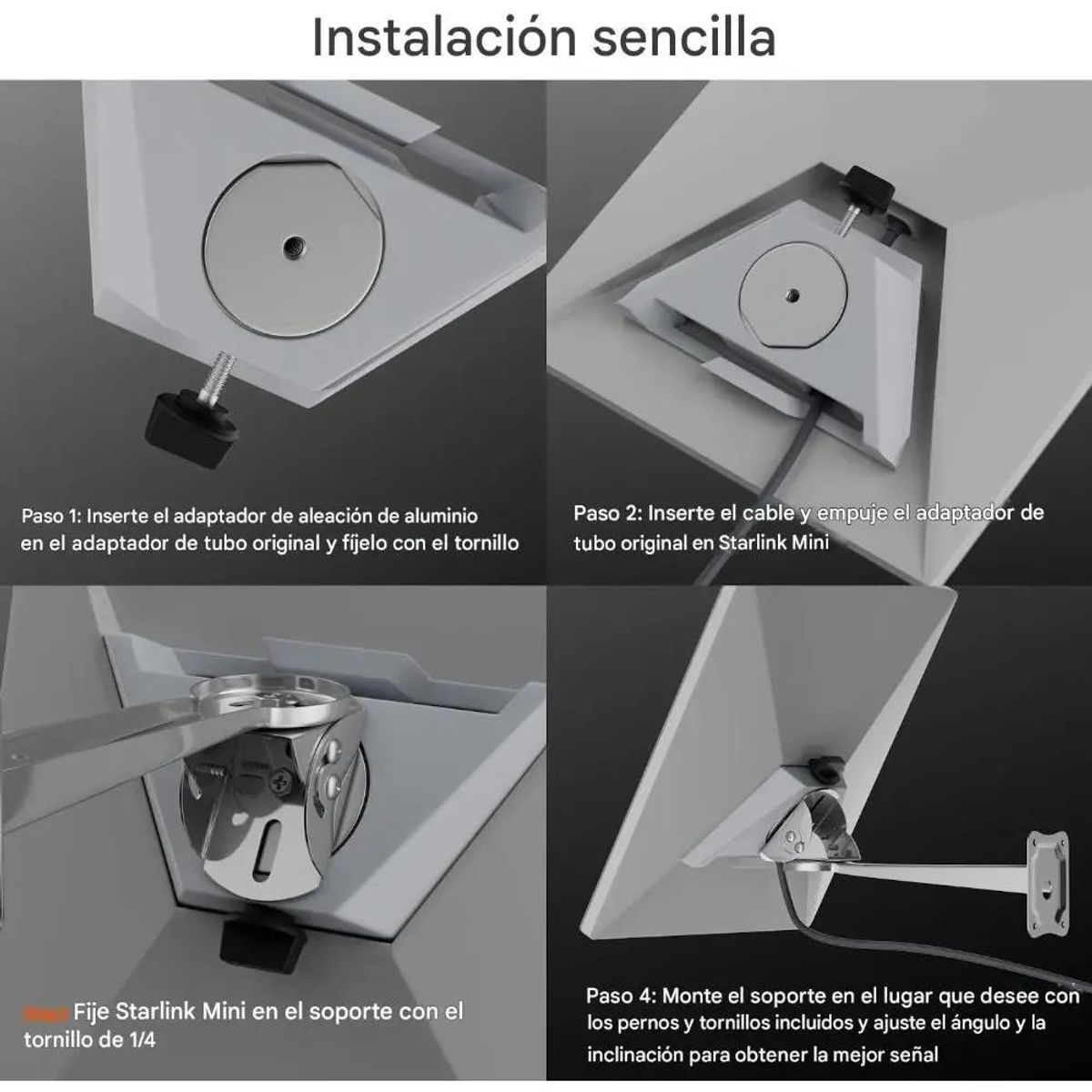 GENERICO - Soporte de Pared Ajustable para Starlink Mini en Aluminio