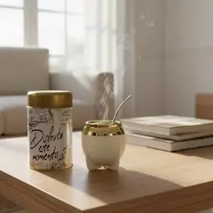 GENERICO - Set de Mate con Bombilla y Dispensador de Yerba Premium