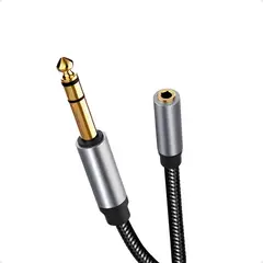 GENERICO - Cable adaptador 3,5 mm a 6,35 mm con alargador de nylon