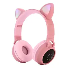 GENERICO - Auriculares Bluetooth Orejas de Gato LED Rosa
