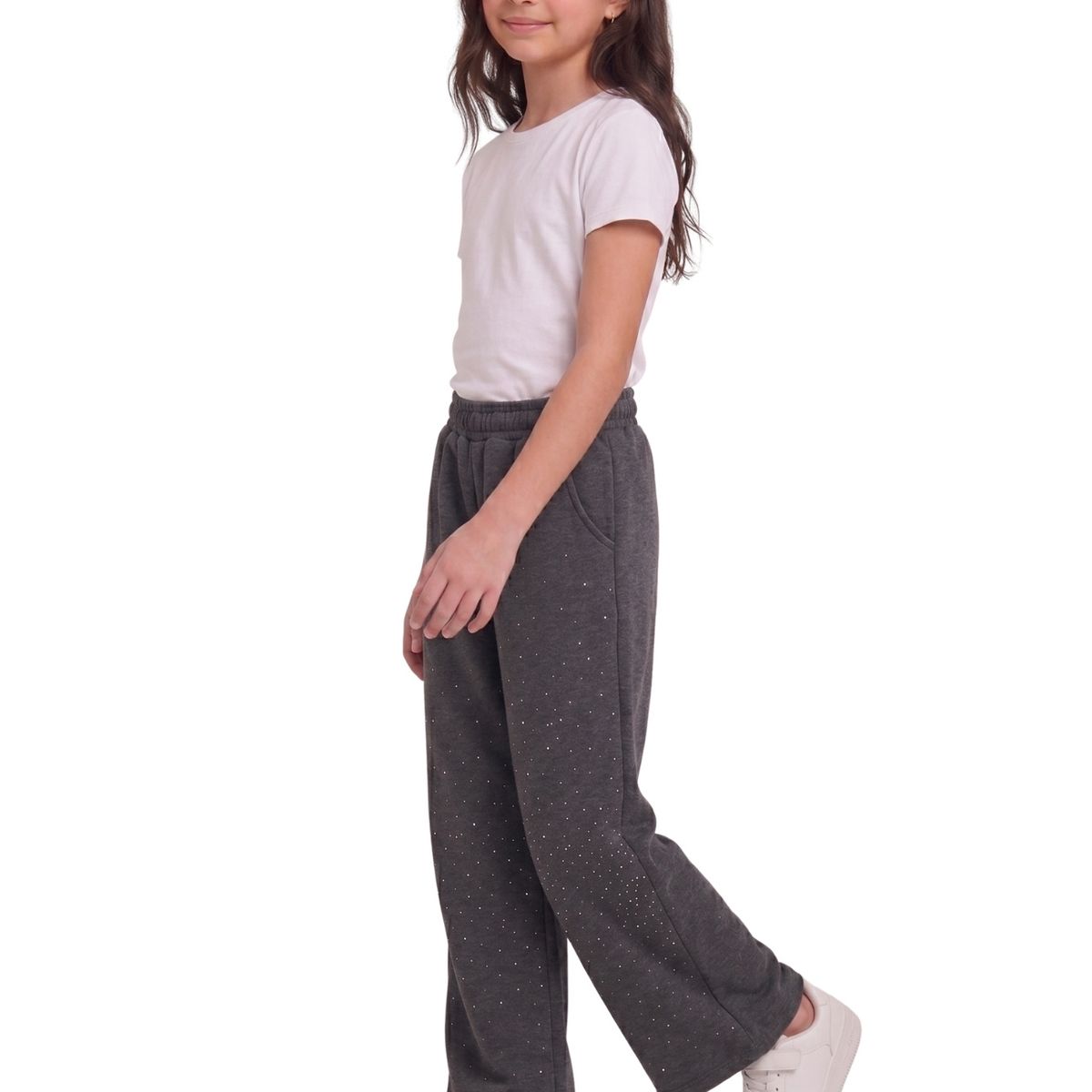 KIBOU - Pantalón Buzo Niña Wide Leg Brillos Algodón Moda Urbana