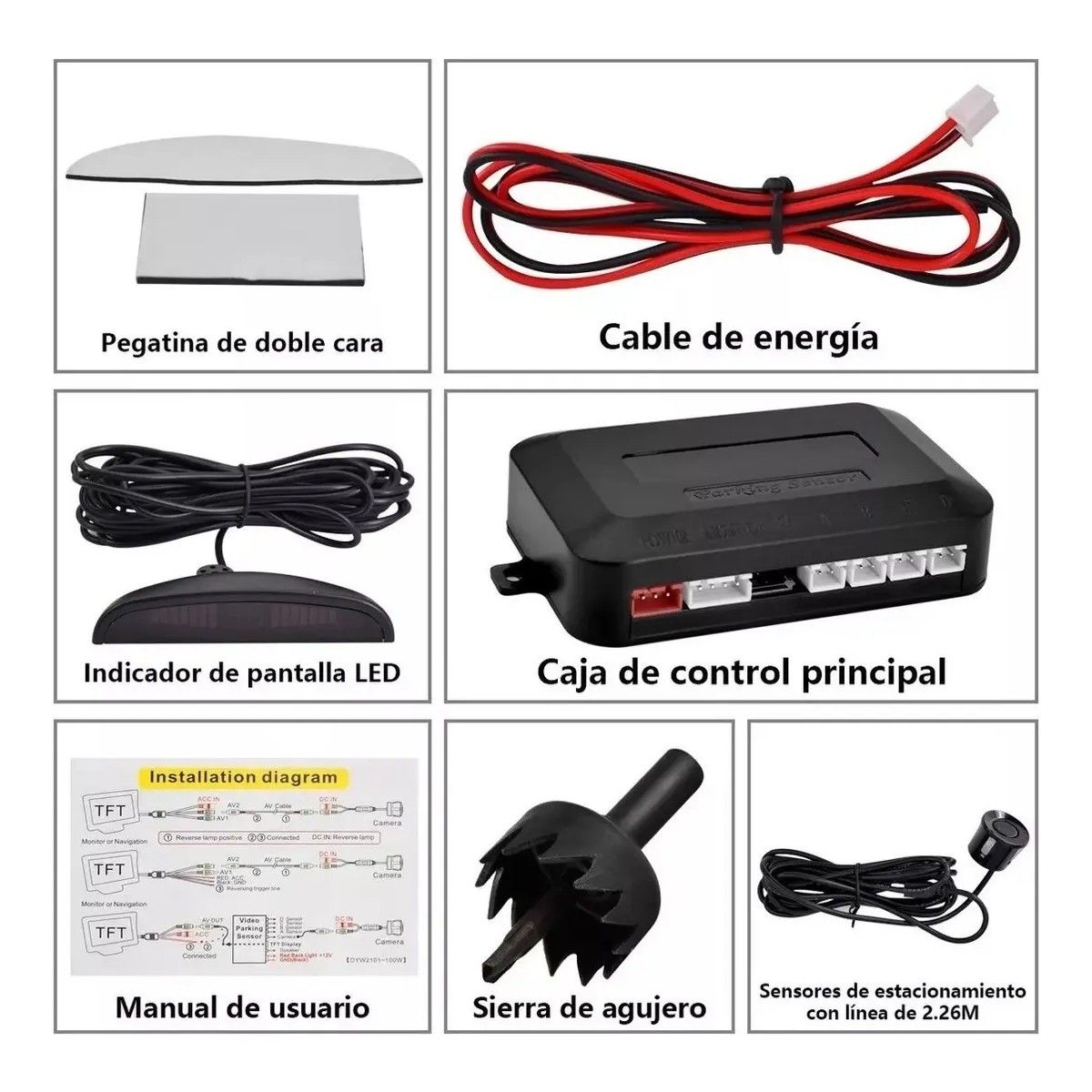 GENERICO - Sensor Retroceso Para Auto Display Kit Completo BELUG