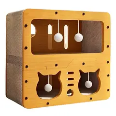 GENERICO - Cama Casa De Madera 2 Niveles Para Gatos Rascador