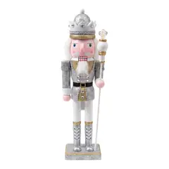 FLIPEREX - Muñeco Cascanueces Madera 38 Cm Adorno Navideño Decorativo - Blanco