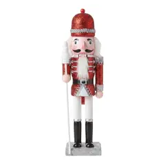 FLIPEREX - Muñeco Cascanueces Madera 38 Cm Adorno Navideño Decorativo - Rojo